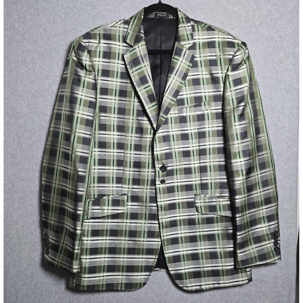 Angelino Mens Metallic Green Fashion Dinner Suit Jacket Formal Blazer Prom Night